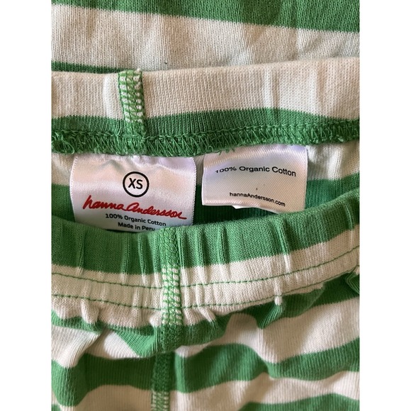 Hanna Andersson Organic Cotton Long Sleeve Pajamas White/Green Stripe Size XS - Picture 3 of 4